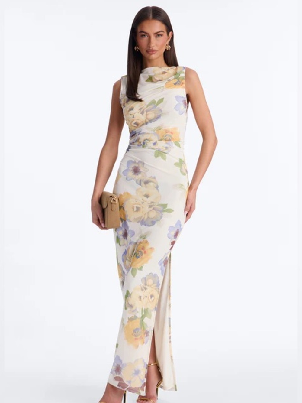 Skylar Ruched Mesh Midi Dress NEW 🏷️
